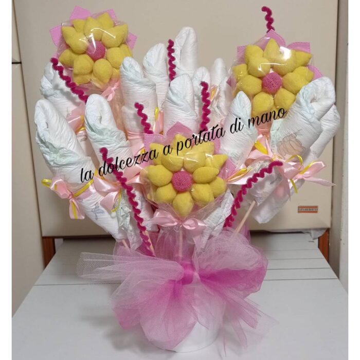 Vaso Pannolini e Fiori Gommosi