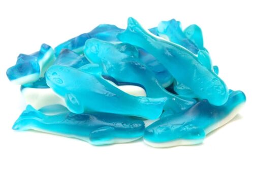 Squali bianchi blu soft gommosi lucidi bicolore